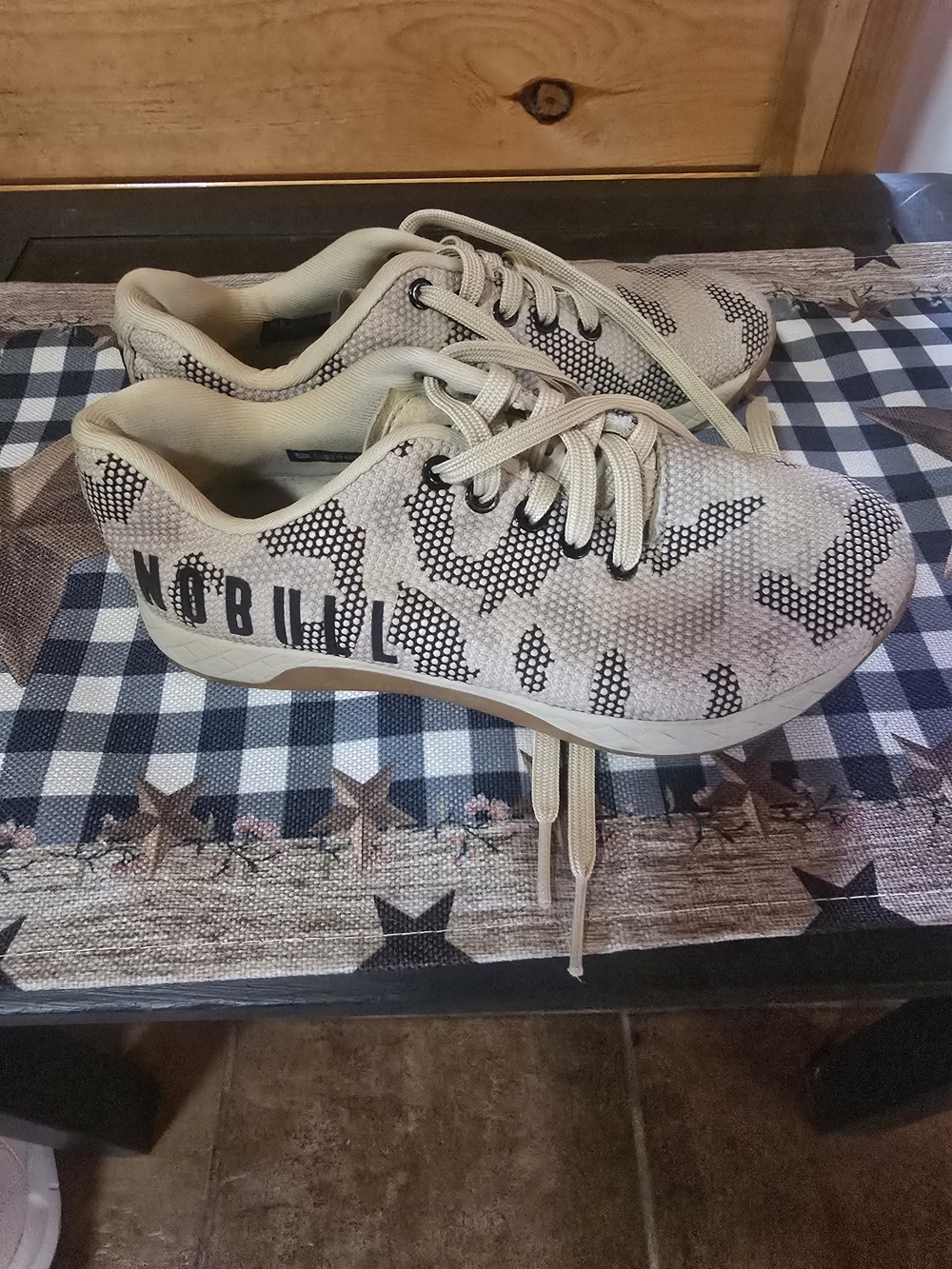 NOBULL Womens Beige Camo Trainer - Lightweight Lace-Up Shoe
